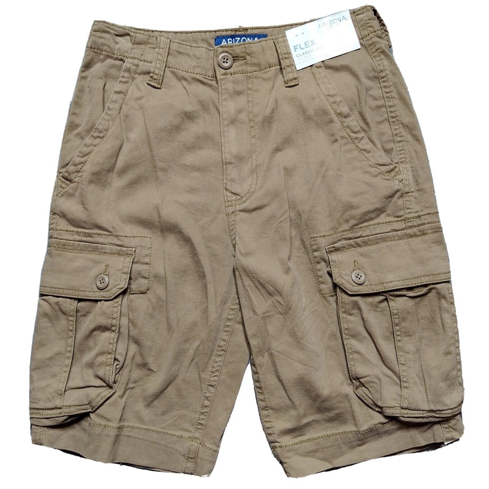 Arizona Jeans Mens 28 Classic Fit Otter Brown Flex 10" Cargo Shorts NEW - Picture 1 of 10